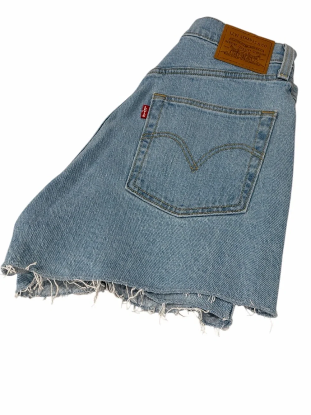 Levi’s Ribcage Shorts Sz 29 | Ultra High Rise Light Wash Distressed Denim - Picture 4 of 9